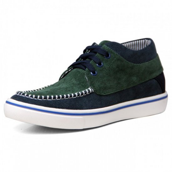 2.2Inches/5.5CM Green Canvas Elevator Height Increasing Trainers Boat Shoes