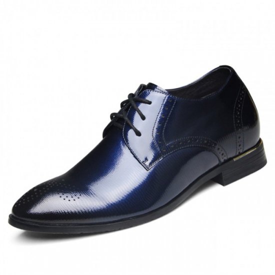 Exquisitely 2.56Inches/6.5CM Blue Lace Up Tuxedo Derby Elevator Shoes