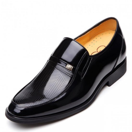 Glossy 2.56Inches/6.5CM Black Commercial Leather Groom Formal Elevator Dress Shoes