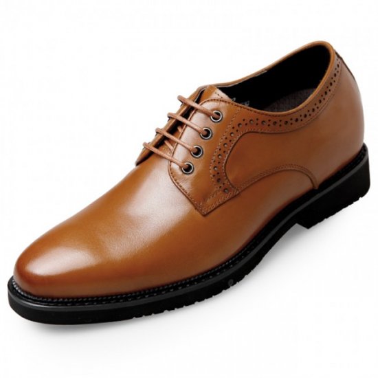 Lightweight 2.8Inches/7CM Yellow-Brown Height Increasing Office Formal Busines Shoes