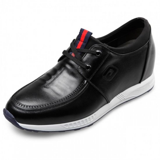 Campus 3.2Inches/8CM Extra Taller Black leather Lace Up Casual Shoes [SH731]