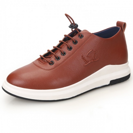 Simple 2.4Inches/6CM Brown Lace Up Elevator Shoes [SH741]