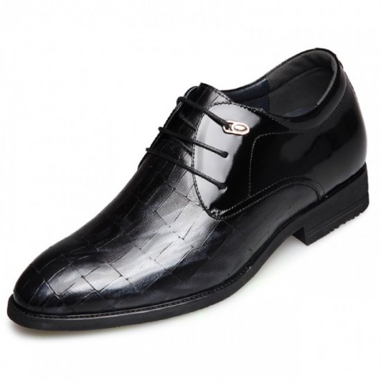 2.6Inches/6.5CM Lace Up Emboss Tuxedo Elevator Dress Shoes [SH1074]
