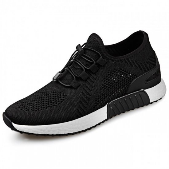 Comfortable 2.4Inches/6CM Black Hidden Lift Running Elevator Sneakers Shoes