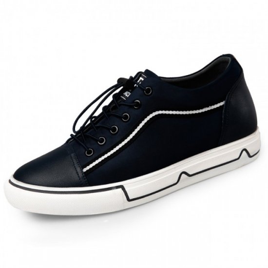 2.2Inches/5.5CM Height Increasing Dark Blue Canvas Shoes Lace Up Sneakers