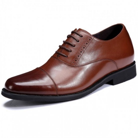 Premium 2.75Inches/7CM Brown Cap Toe Tuxedo Wedding Shoes