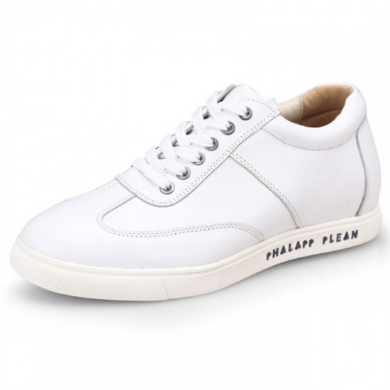 Casual 2.36Inches/6CM White Cowhide Skateboard Elevated Shoes