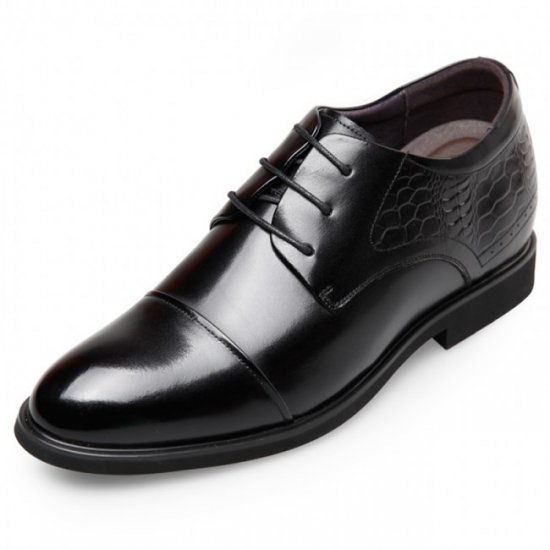 Classic 2.6Inches/6.5CM Black Lace Up Cap Toe Oxfords Dress Elevator Shoes