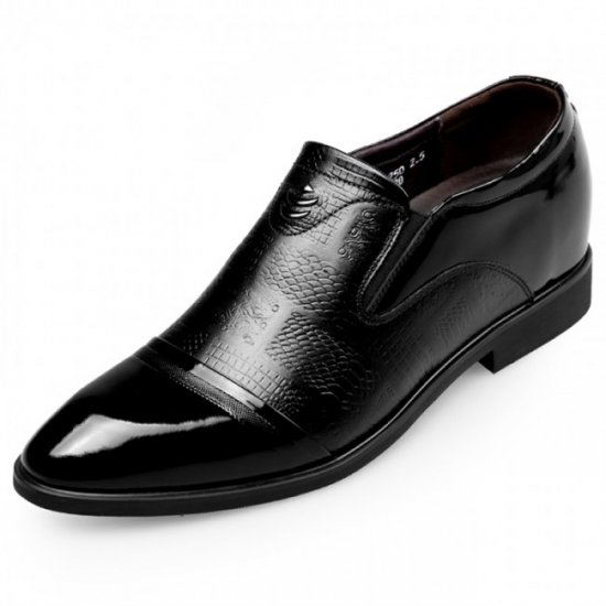2.8Inches/7CM Patent Leather Stitched Cap Toe Formal Elevator Dress Loafers Shoes