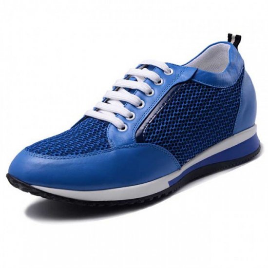 Breathable Lightweight 2.17Inches/5.5CM Blue Hidden High Heel Sneakers Walking Shoes