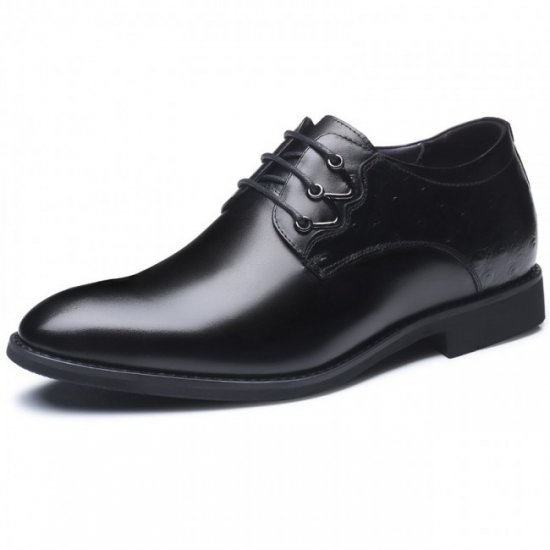 Premium 2.8Inches/7CM Black Plain Toe Height Business Shoes