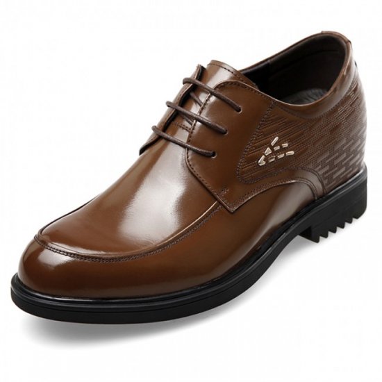 Premium 3.2Inches/8CM Brown Height Increasing Wedding Derbies Shoes
