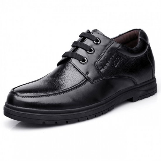 Casual 2.56Inches/6.5CM Black Cowhide Elevator Business Derbies Shoes