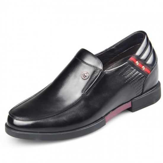 Classy Casual 2.36Inches/6CM Height Black Calfskin Loafers Elevator Shoes