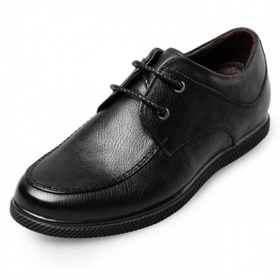 Concise Casual 2.4Inches/6CM Black Calfskin Lift Elevator Shoes