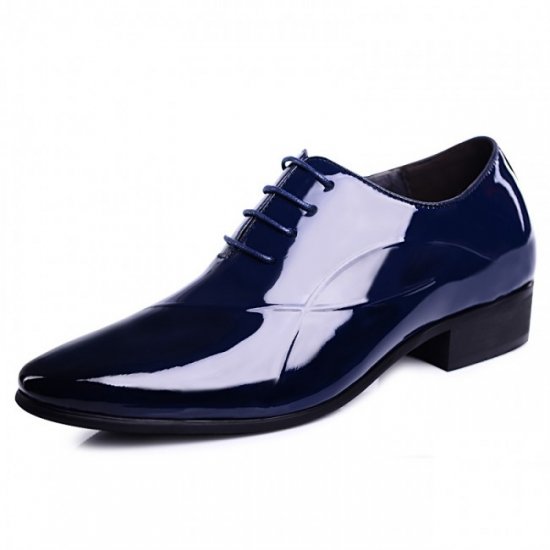 Pointy Toe 2.36Inches/6CM Increase Height Blue Tuxedo Formal Wedding Shoes