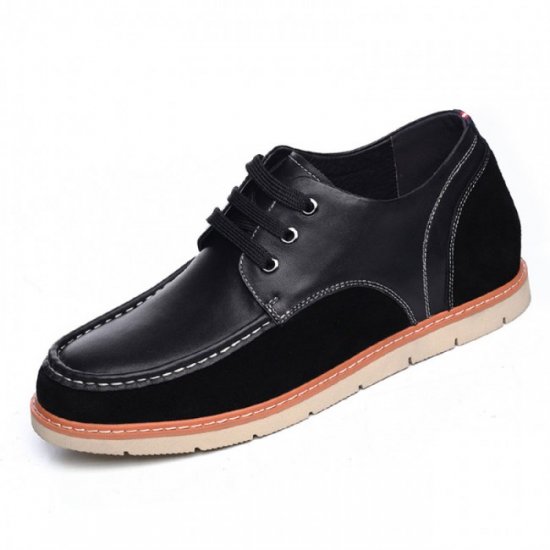 Spring 6CM/2.36Inches Black Lace Up Elevator Shoes