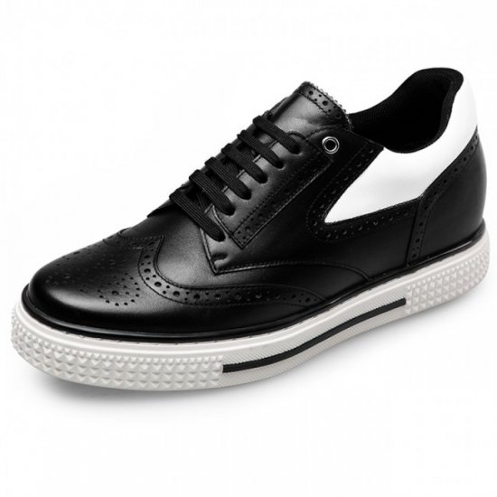 Casual 2.6Inches/6.5CM Black Wing Tip Elevator Brogue Skate Shoes