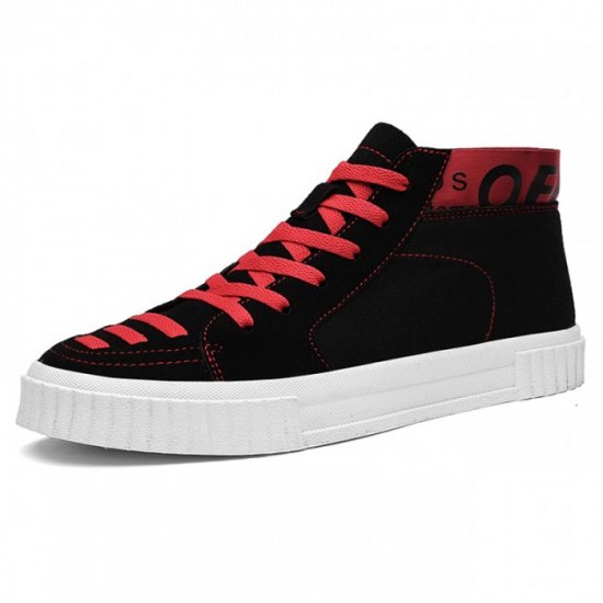 2.8Inches/7CM Red Canvas High Top Hidden Lifts Plimsolls Elevator Shoes Sneakers
