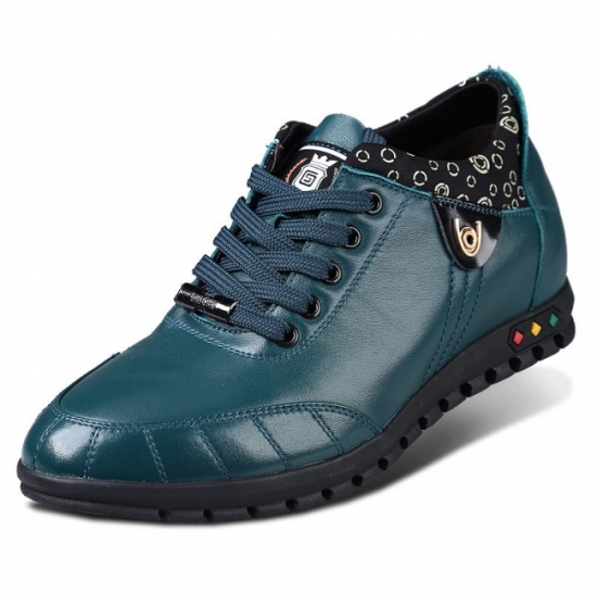 Casual 2.36 Inches/6CM Height Green Calf Leather Shoes