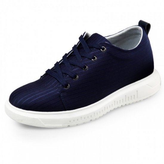 Ultralight Elastic 2.6Inches/6.5CM Blue Fabric Sneakers Lace Up Sports Shoes [SH249]