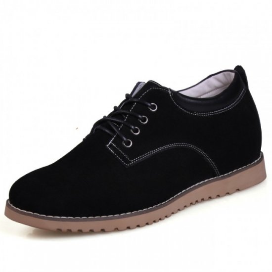 Invisibly 2.36Inches/6CM Black Suede Leather Increase Height Shoes