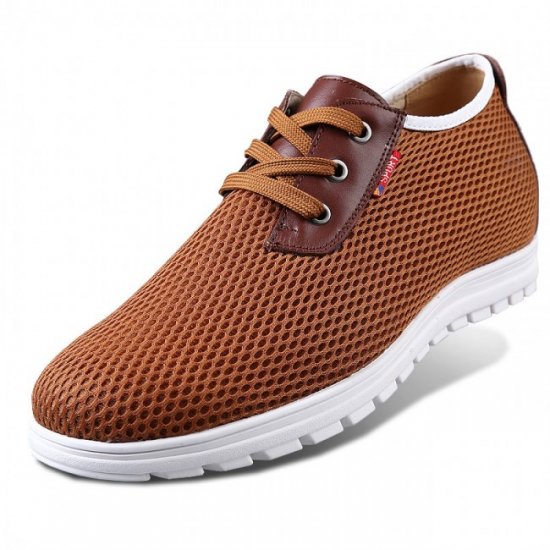 2.36Inches/6CM Brown Elevator Mesh Sneakers Height Walking Shoes