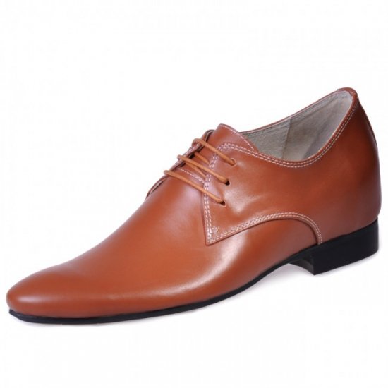 Men 2.36Inches/6CM Brown Elevator Dress Shoes [SH840]