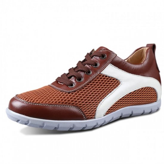 Invisible Breathable 2.36Inches/6CM Brown Increase Mesh Sports Leisure Elevator Shoes