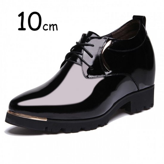 Shiny 3.9Inches/10CM Extra Height Cowhide Elevator Tuxedo Shoes