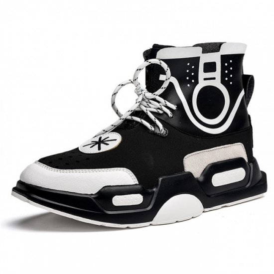 3.2Inches/8CM Black Elevator Street Hip Hop Sneakers High Top Board Shoes