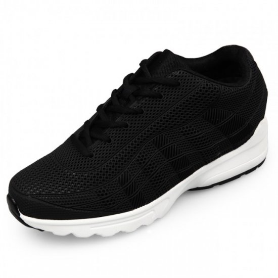 2.6Inches/6.5CM Black Hidden Taller Sneakers Mesh Elevator Running Shoes