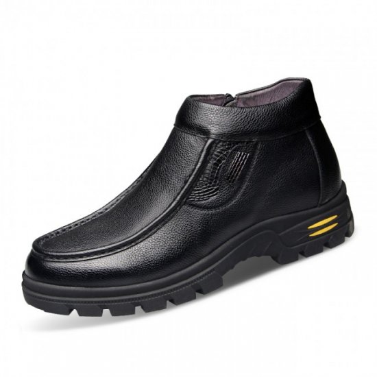 Casual 2.56Inches/6.5CM Black Cotton Zip Elevator Business Boots