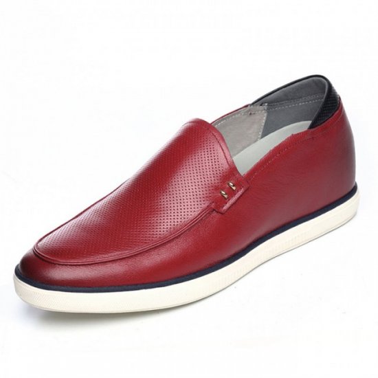 Soft 2.36Inches/6CM Red Upper Sole Loafers Slip On Driving Shoes