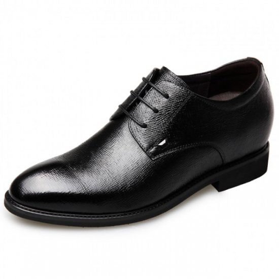 Premium Soft 2.6Inches/6.5CM Black Leather Elevator Dress Wedding Shoes