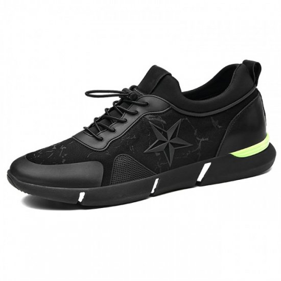 Relaxed 2.4Inches/6CM Black Elevator Racing Slip On Running Shoes