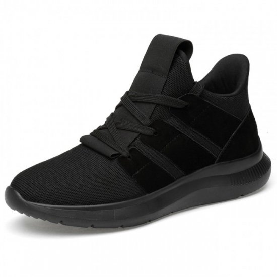 Youth 2.8Inches/7CM Height Increasing Black Trail Hidden Lifts Sneakers [SH395]