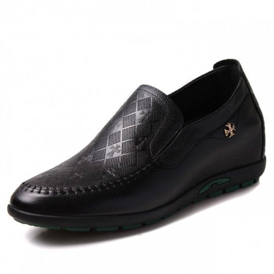 2.36Inches/6CM Black Leather Elevator Drivers Shoes
