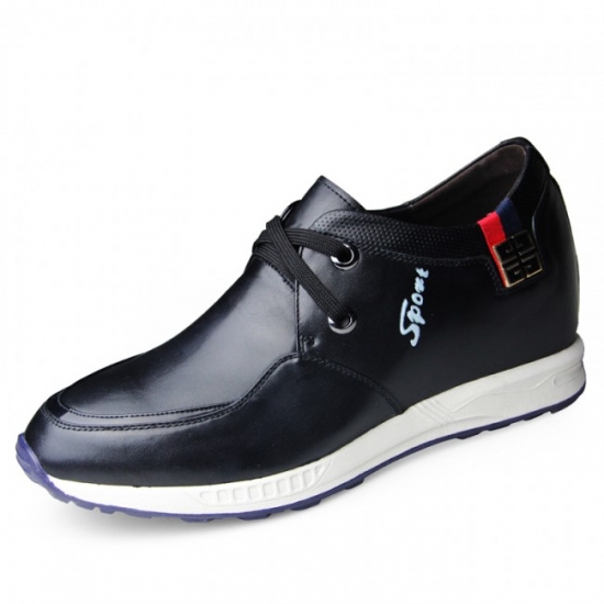 Men Casual 3.15Inches/8CM Height Black Korean Lace-up Shoes