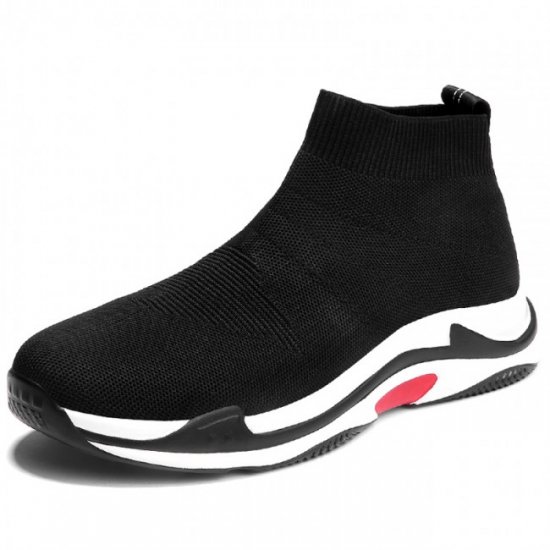3.5Inches/9CM Black Elevated Sock Sports Running Shoes Flyknit Sneakers