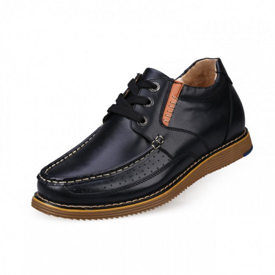 Hidden Height 2.36Inches/6CM Black Full-Grain Calf Leather Shoes