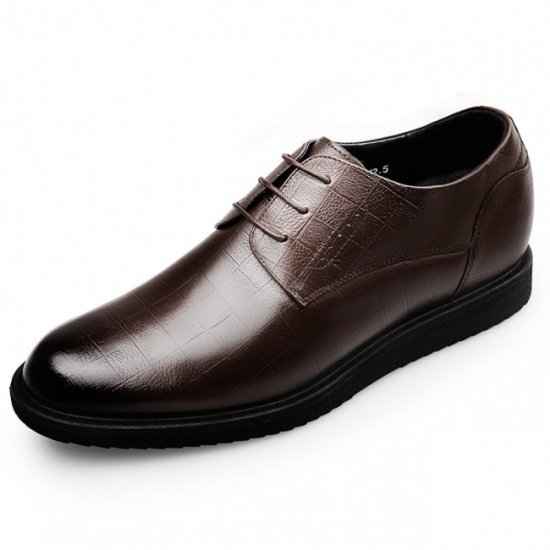 Modern Classic 2.4Inches/6CM Brown Hidden Lifts Tuxedo Shoes