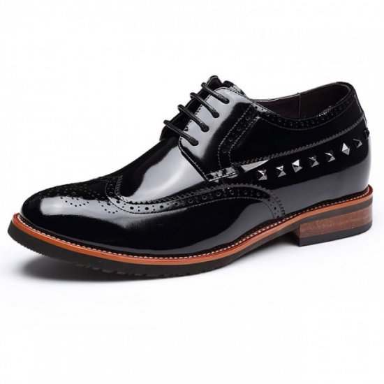 Yuppie 2.75Inches/7CM Black Brogues Oxfords Formal Elevator Shoes [SH896]
