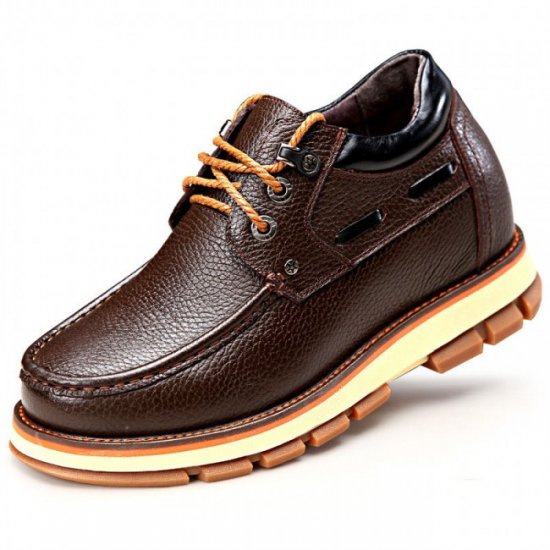 Spacious Toe 3.54Inches/9CM Hidden Heel Brown British Shoes