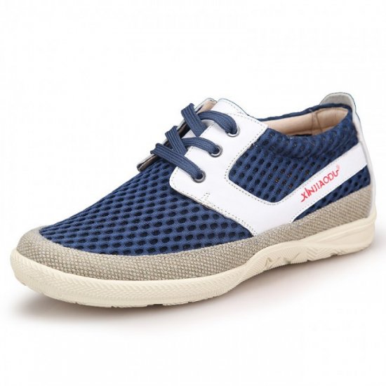 Breathable Casual 2.36Inches/6CM Blue Elevator Walking Shoes