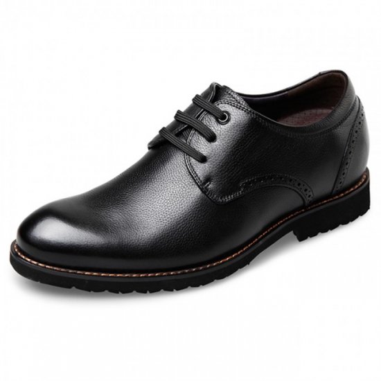 Lightweight Enhancing 2.6Inches/6.5CM Black Soft Calfskin Elevator Shoes