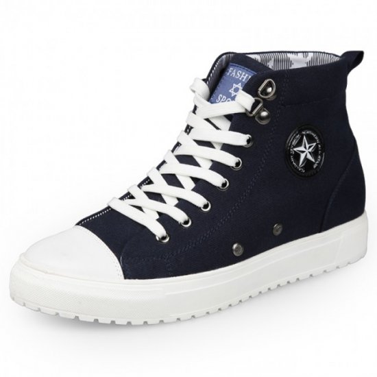 High Top Casual 2.6Inches/6.5CM Height Fabric Lace Up Elevator Shoes