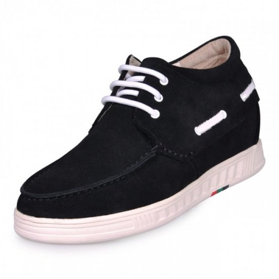 2.75Inches/7CM Black Suede Height Increase Shoes