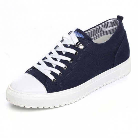 2.36Inches/6CM Blue Korean Lace Up Sneakers Canvas Elevator Shoes