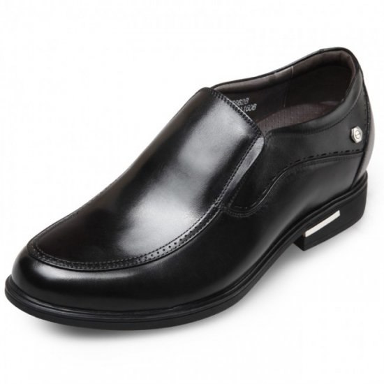 Low Top 2.6Inches/6.5CM Black Slip On Formal Elevator Dress Loafers